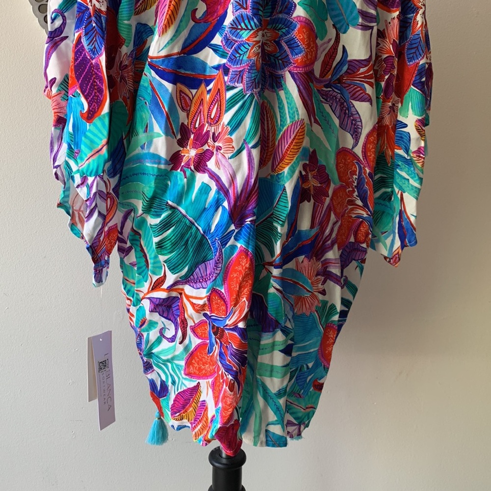 La Blanca Tropics of Tropez Kimono Style Colorful Floral Swim Coverup - Picture 6 of 14